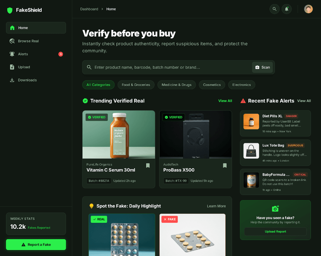Consumer Dashboard Interface